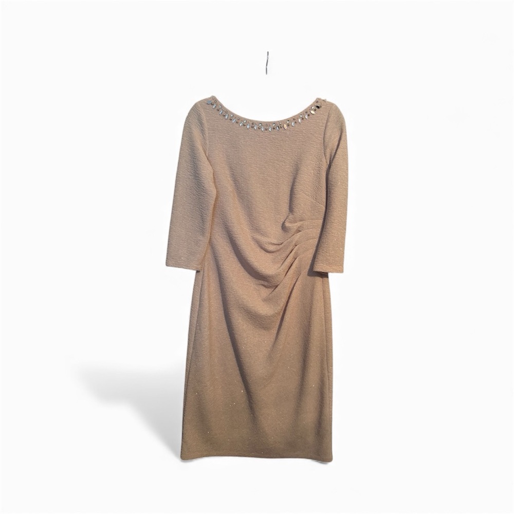 Jessica Howard champagne Dress with‎ Embellished Neckline